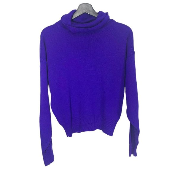 Vintage 90s Cobalt Blue Turtleneck Long Sleeve Wool Blend Top Medium
